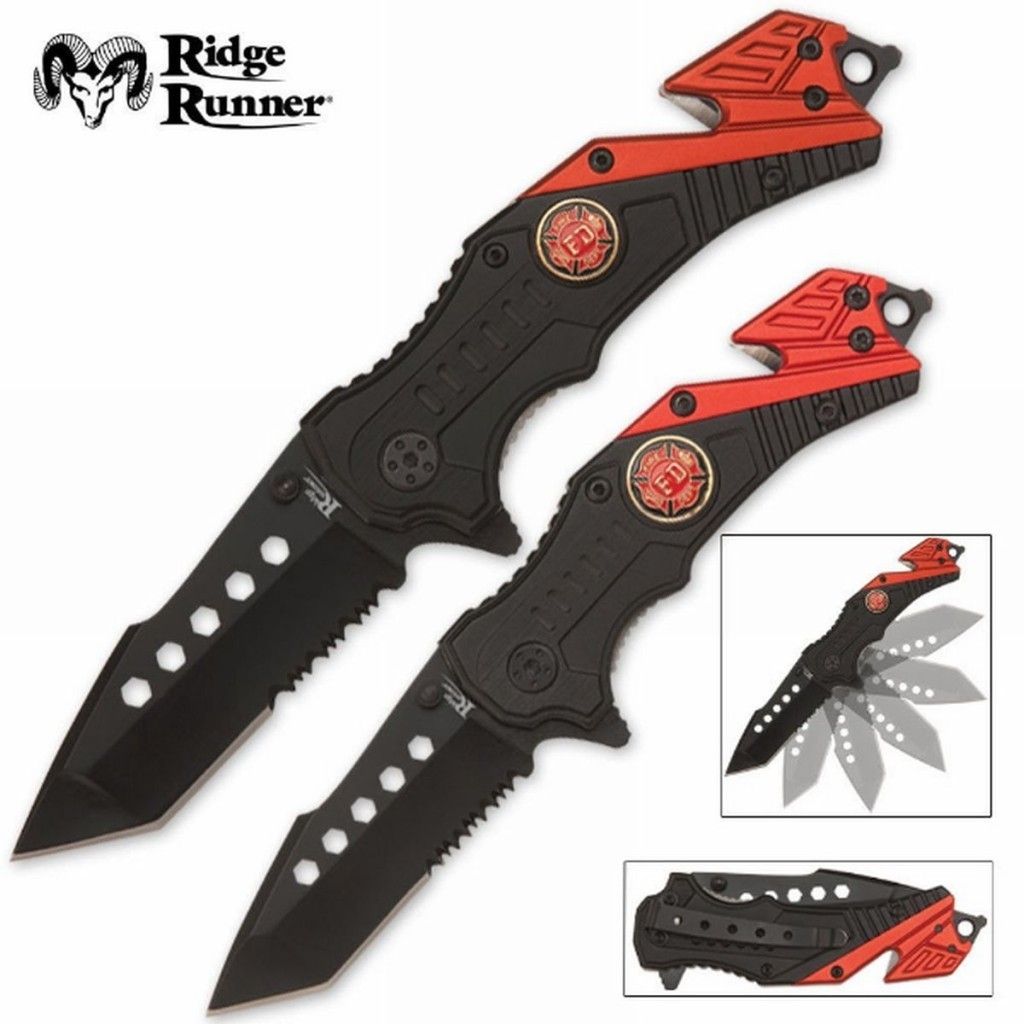 Firefighter AO Folding Rescue Pocket Knife Set Two Knives