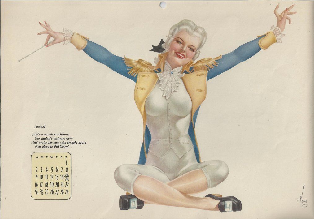 1940s Alberto Vargas Pin Up Girl Esquire Calendar Page Print