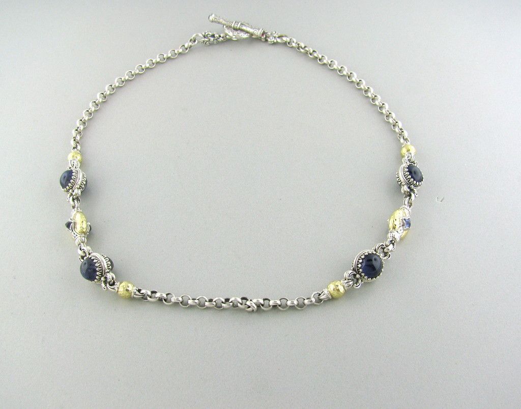 Konstantino Aspasia Sterling 18K Gold Iolite Necklace FV12A