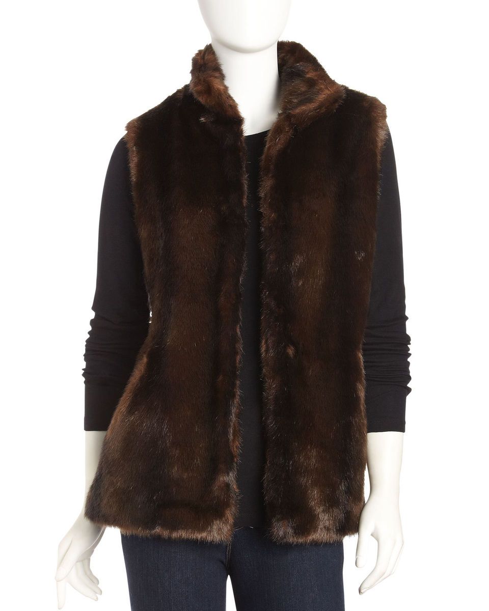  Faux Mink Vest Brown