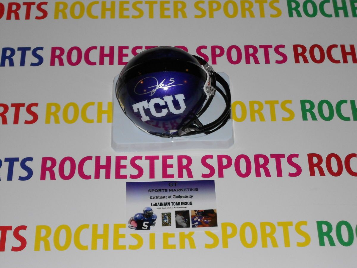 LADAINIAN TOMLINSON auto signed TCU Horned Frogs mini helmet TOMLINSON