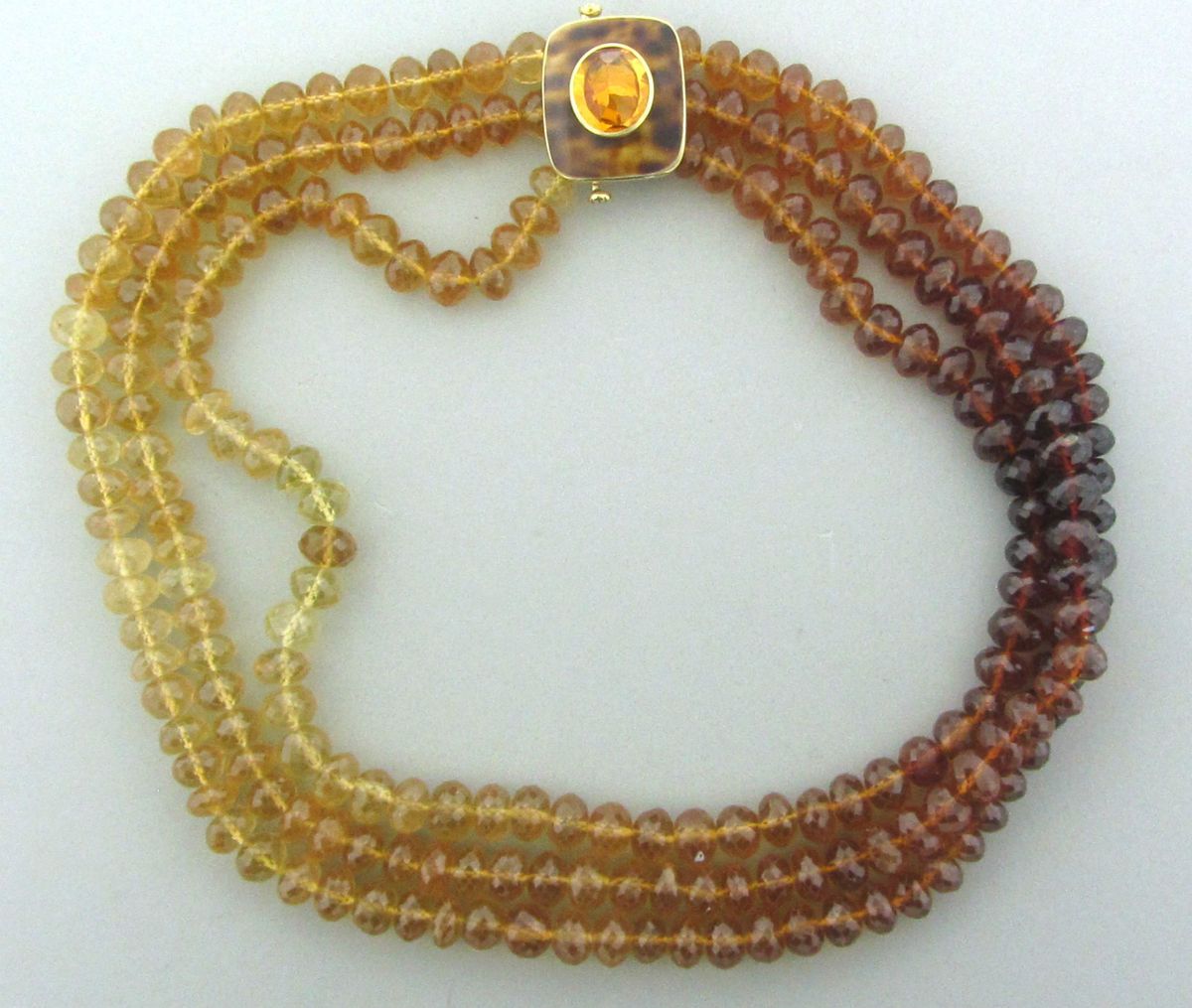 Estate Trianon 18K Gold Shell Multi Color Faceted Citrine Bead