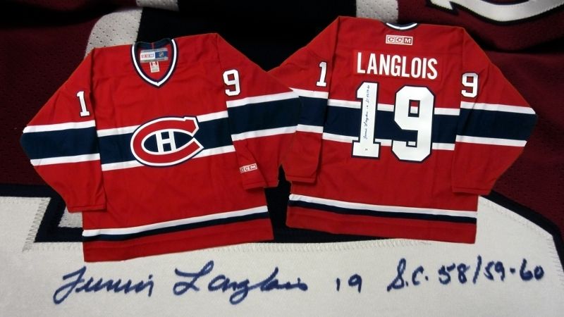 ALBERT JUNIOR LANGLOIS SIGNED VINTAGE MONTREAL CANADIENS JERSEY COA