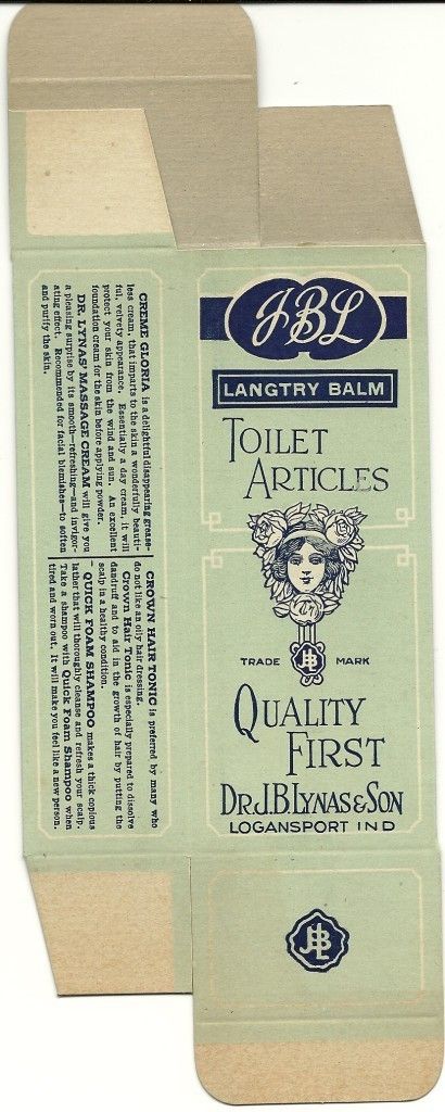 1920s Unused JBL Langtry Balm Box Lynas Logansport In