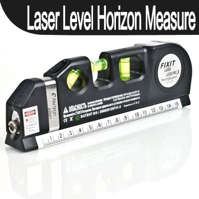 Laser Level Horizon Vertical Measure Tape 8ft Aligner