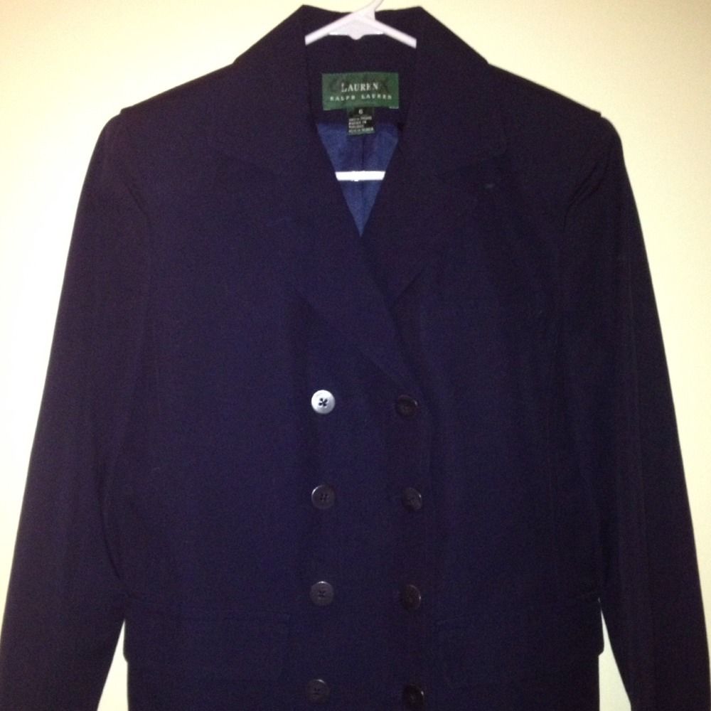 LAUREN BY RALPH LAUREN Green Label Navy Blue Classic Blazer Jacket on ...