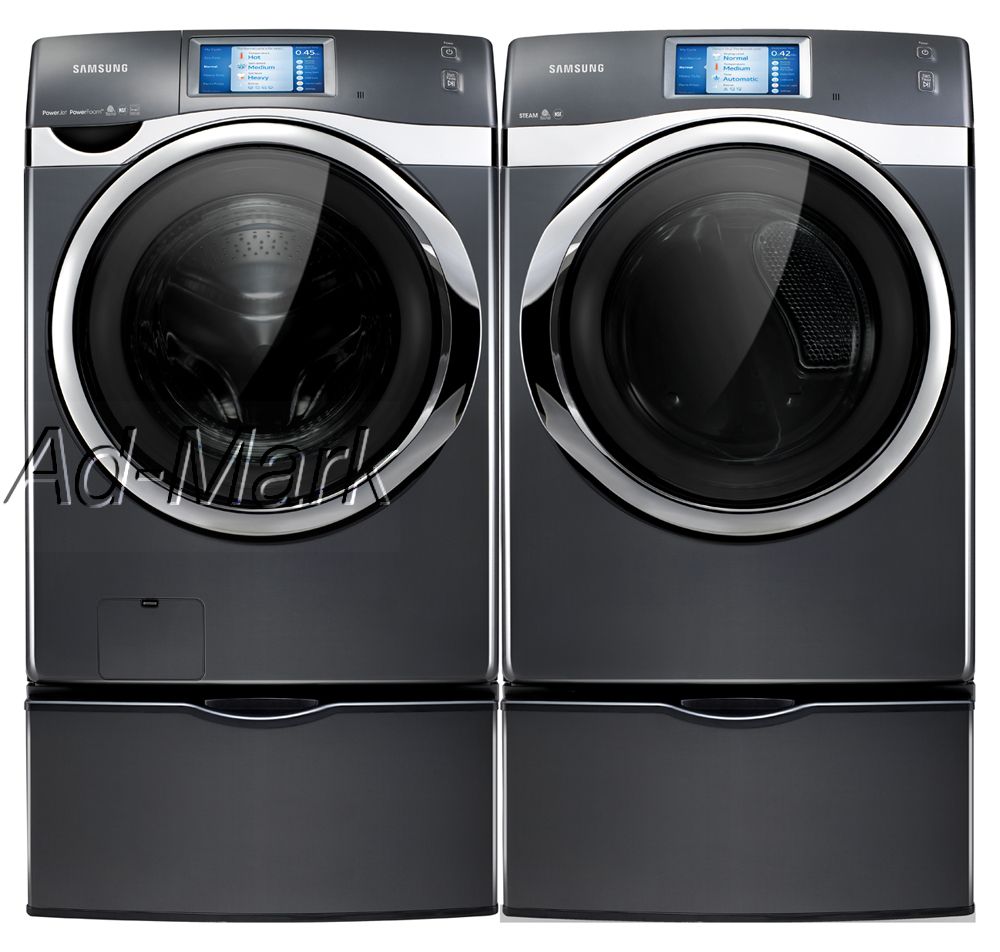 Samsung Steam Washer and Dryer WF457ARGSGR and DV457GVGSGR Onyx