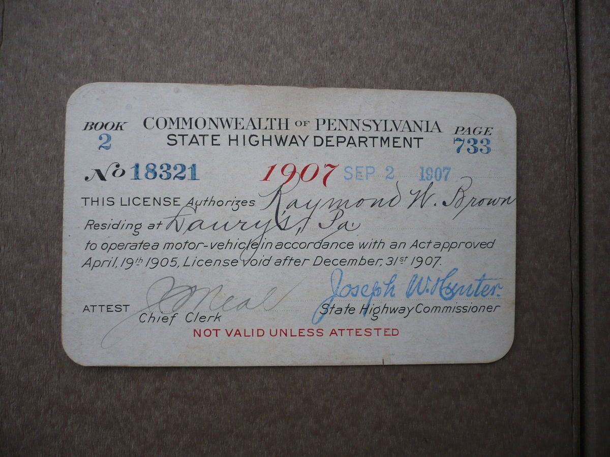 1907 pa drivers license indian motorcycle laurys pa laurys station pa