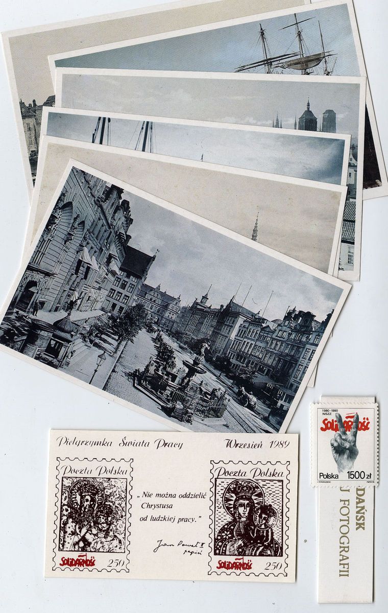 of 6 GDANSK POLAND Postcards SOLIDARNOSC Stamps LECH WALESA Time Cover