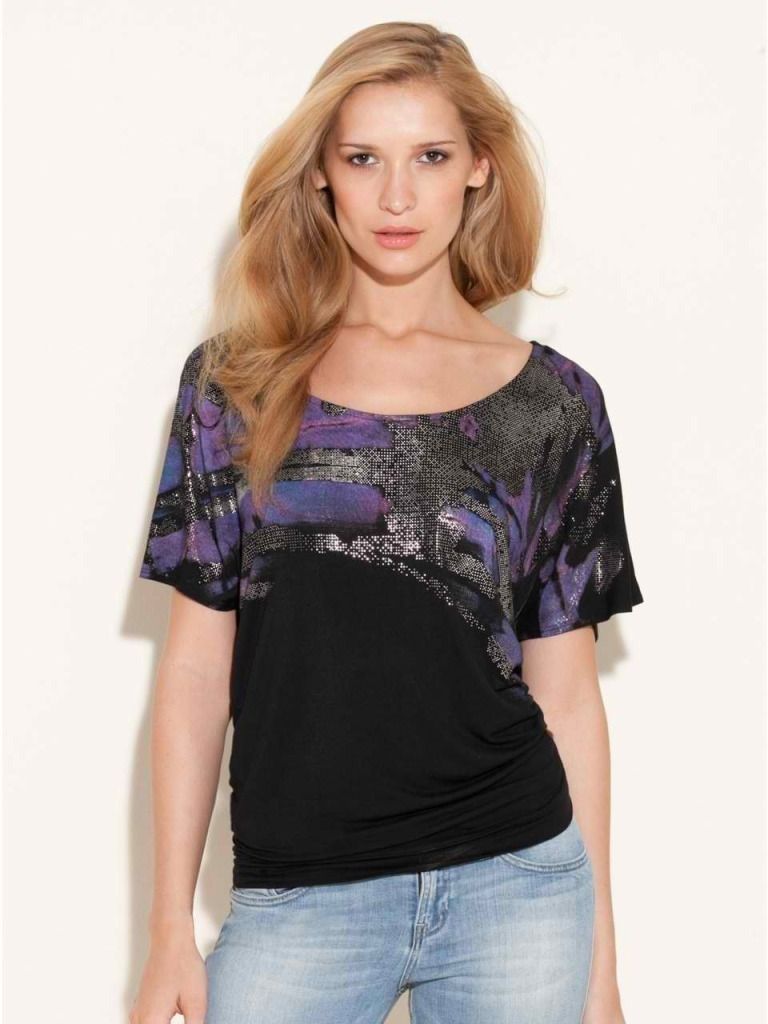 Guess Black Sasha Metallic Print Mesh Racerback Top