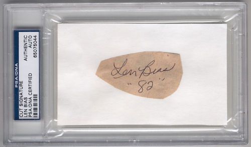 1982 Len Bias Autographed Signed 3 x 5 Card Cut PSA DNA Authentic