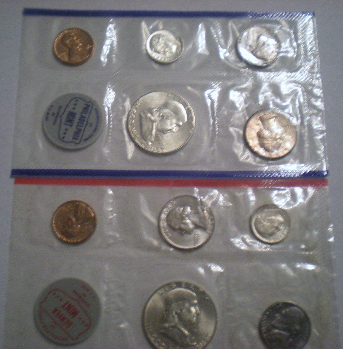 1962 FRANKLIN HALF DOLLAR P D MINT SETS AND MINT ENVELOPE NICE SILVER