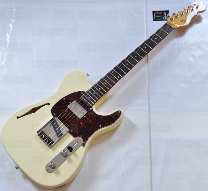 Classic Bluesboy Semi Hollow Guitar in Vintage White Leo Fender