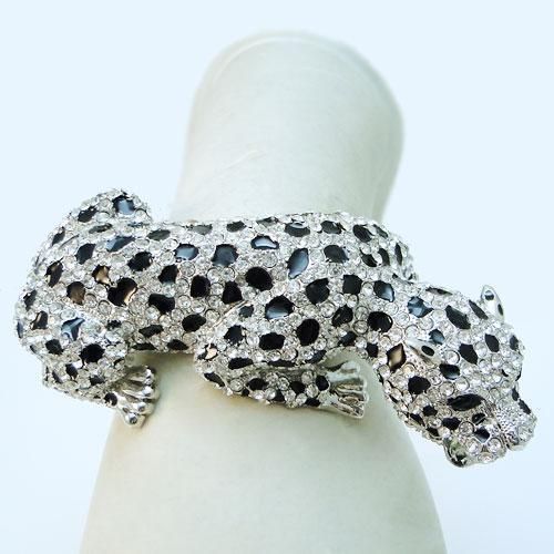 Huge Animal Leopard Bracelet Bangle Swarovski Crystal