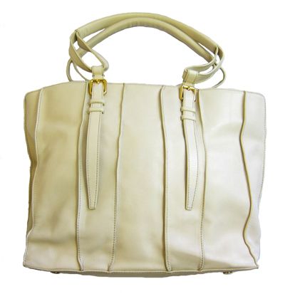 Luann de Lesseps Tusk Creme Leather Tote