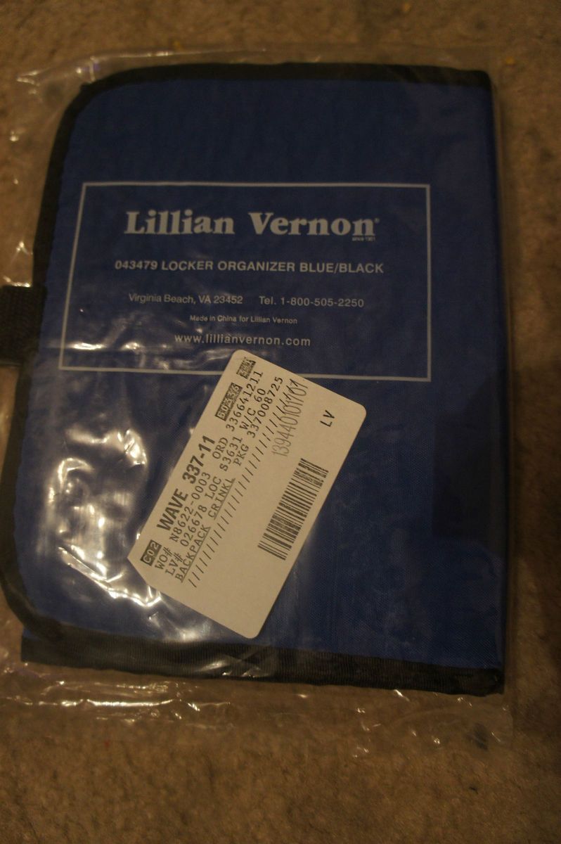 Lillian Vernon Locker Organizer Blue Black New