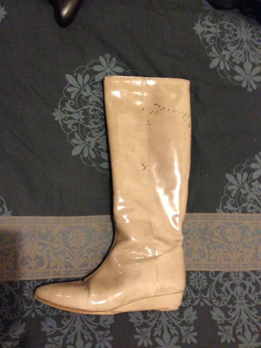 Loeffler Randall Matilde Patent Beige Boots Size 8 5