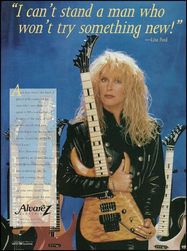 LITA FORD 1993 ALVAREZ ELETRIC GUITARS AD 8X11 ADVERTISEMENT THE