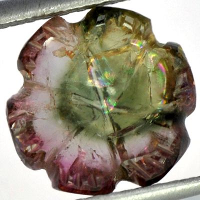 Natural Watermelon Tourmaline Flower Carving $ Loose Gemstone