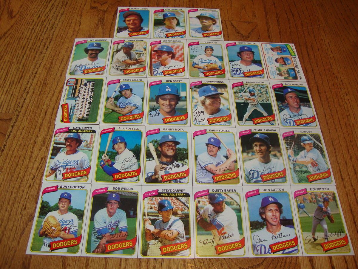 1980 Topps Los Angeles Dodgers Team Set Garvey Lopes Sutton Sutcliffe