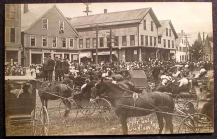 Ludlow VT RPPC Pre 1910 Horse Buggys July 4 Scene