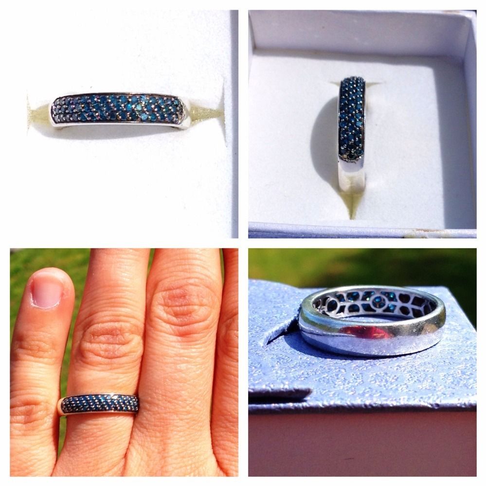 Blue Diamond Band Style Ring