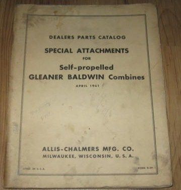 Allis Chalmers Combine Specia Attachments Parts Catalog