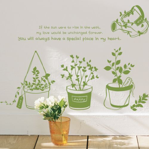 Sweet Garden Flower Pots Love Quotes Wall Sticker Removable Vinyl
