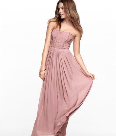 Long Chiffon Rose Bandeau Corset Maxi Dress 8 BNWT