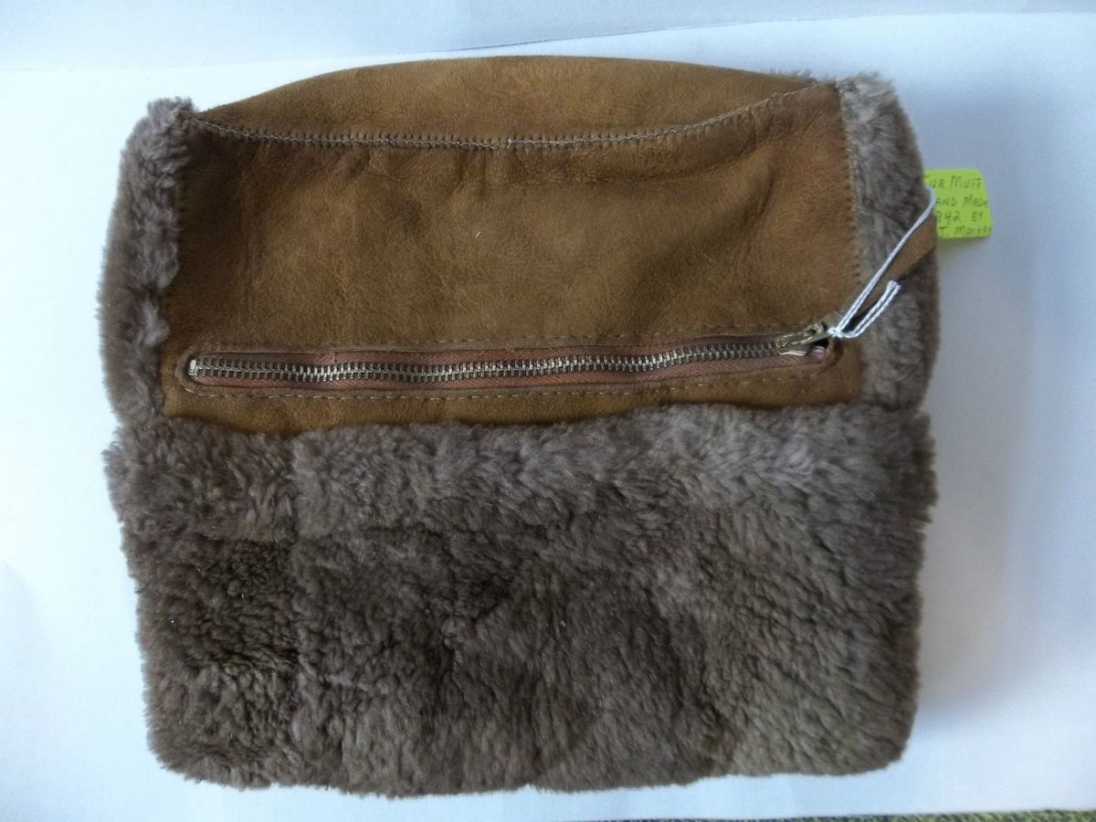 1942 Fur Muff Handmade Hand Warmer with Zipper Pocket J Mackay