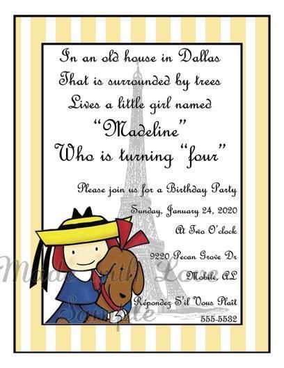 Madeline Birthday Party Invitations 2nd 3rd 4th 5th 6th