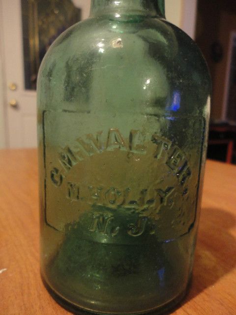 Old Squat Bottle C M Walter MT Mount Holly NJ Pontil