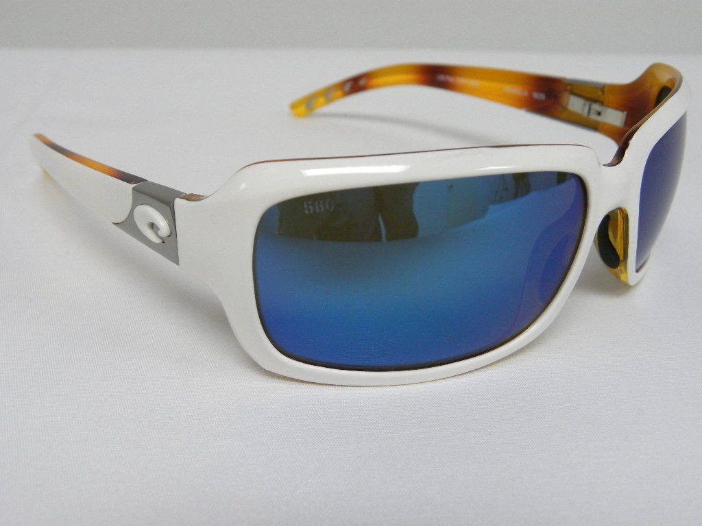 Costa Del Mar 580 Isabela White Tortoise Blue Mirror $250 Polarized