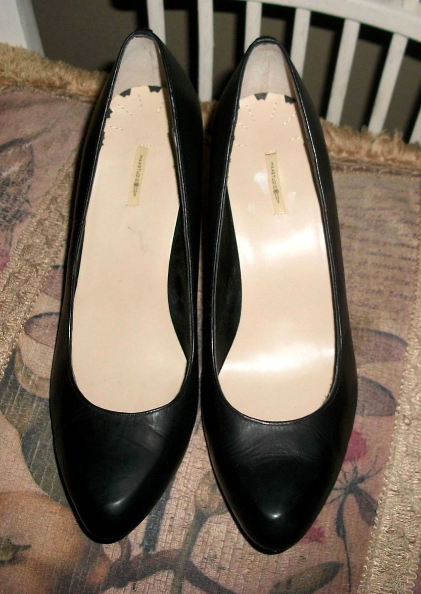 Max Studio Black Leather Marais High Heel Pumps 10M Superb Condition