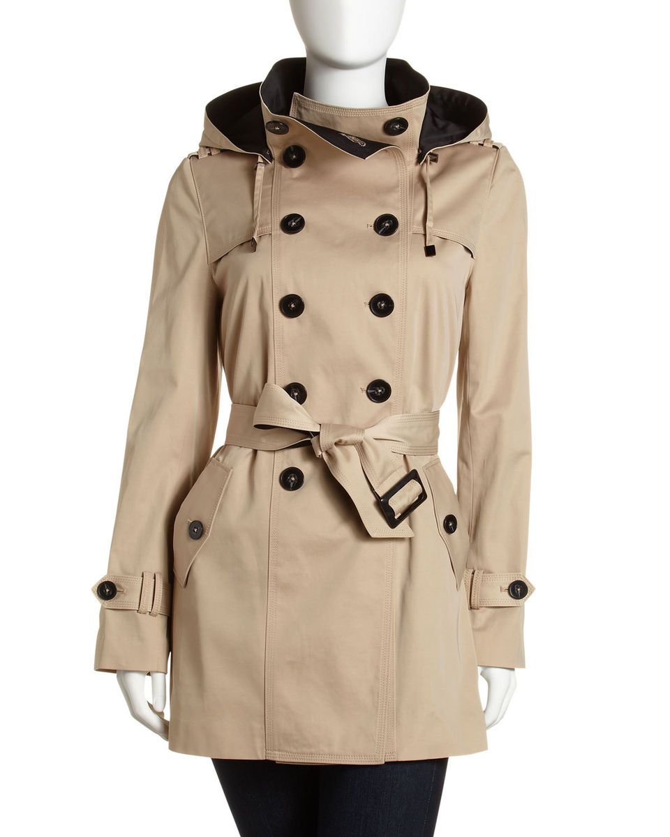  Colorblock Hooded Trenchcoat Khaki Black