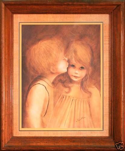 Little Kiss Nicely Framed Print by Margaret Kane