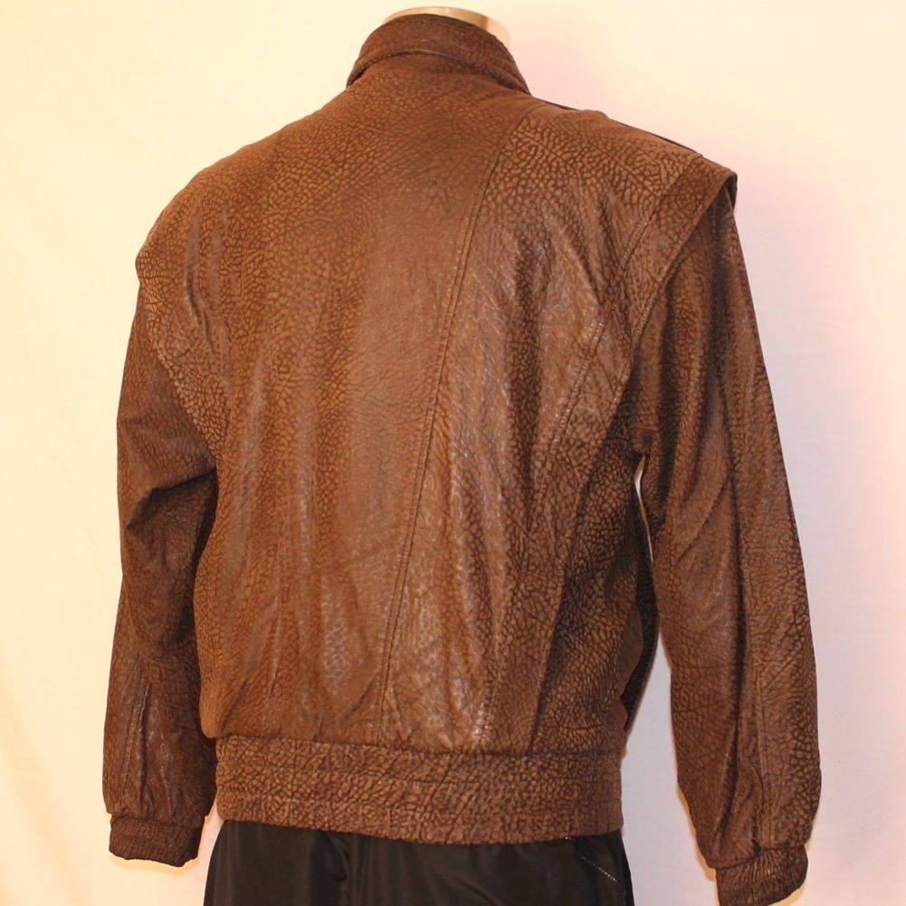 andrew Marc Vintage Mens Dark Brown Jacket Soft Printed Leather