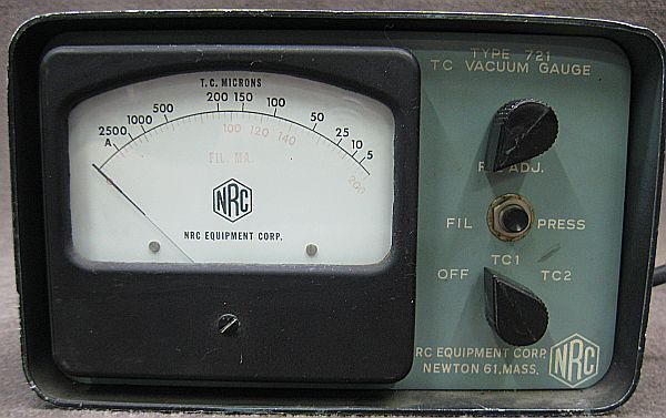 NRC Equipment Corp Type 721 TC Vacuum Gauge ATM 5MICRON