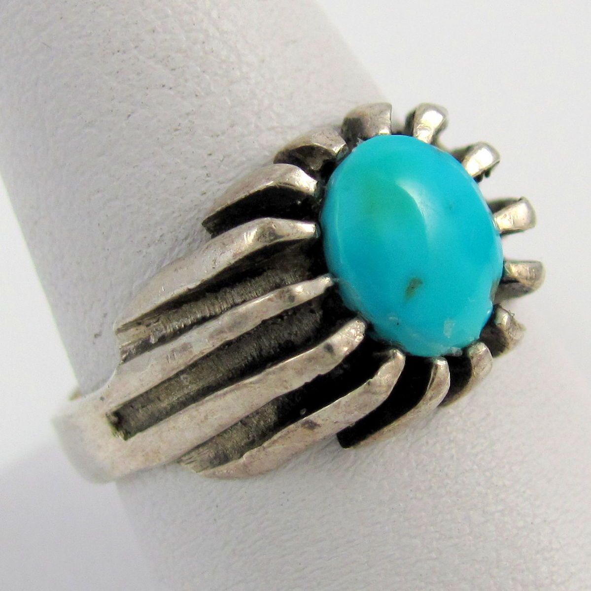 Melvin Thompson Navajo Sterling Silver Turquoise Ring Sz 9 5 NJ T