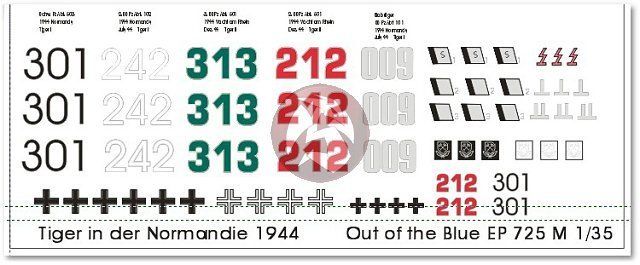 Decals 1 35 German Tiger Tank Markings in Normandy 1944 EP725