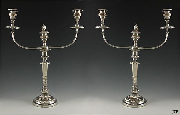 Matthew Boulton Sheffield Fused Plate 3 Arm Candelabras