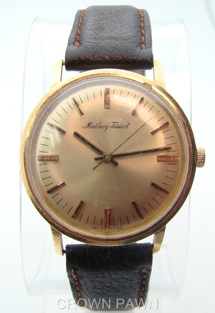 Mathey Tissot 14k Solid Gold Vintage Manual Wind Mens Watches