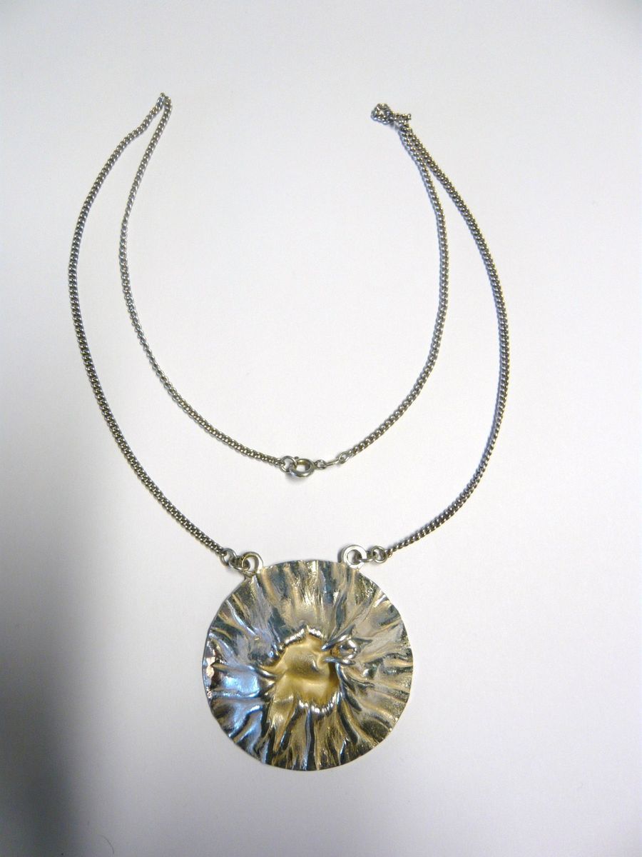 Matti Hyvarinen Finland Big Silver Pendant and chain Necklace Sirokoru