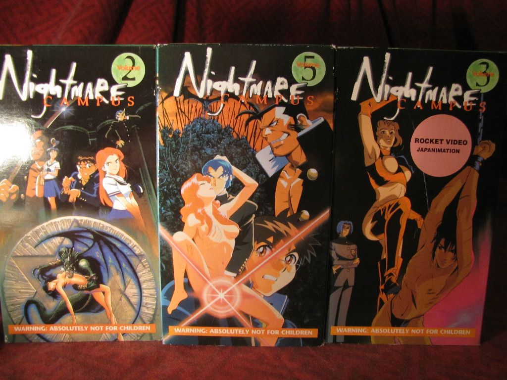 Nightmare Campus Volume 2 3 5 Japanamation VHS 3 Pack Animation Japan