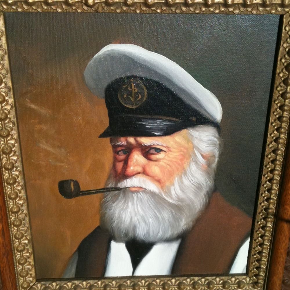 OC OIL PAINTING VAN MEER OAK SHIP CAPTAIN PIPE SMOKING MATE SEA MAN