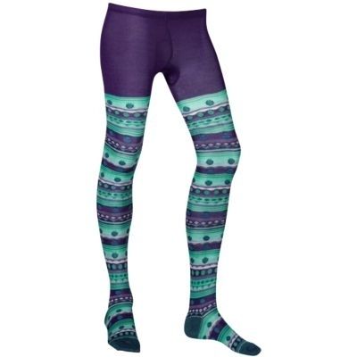 Fairisle Tights Grape Merino Wool Kids Med $37 NWT S84 1121