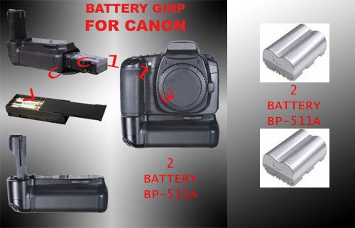 Grip for Canon BG E2 20D 30D 40D 50D Targus Battery 2X BP 511A