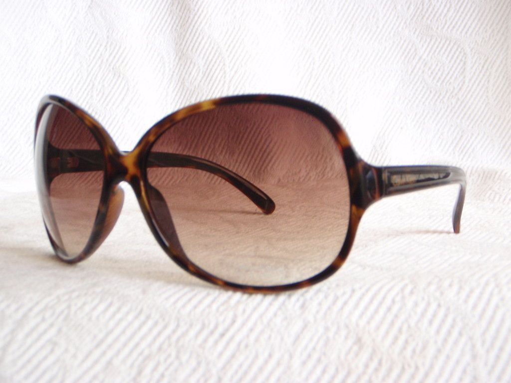 Authentic Calvin Klein R601S Black Brown Womans Oversized Sunglasses