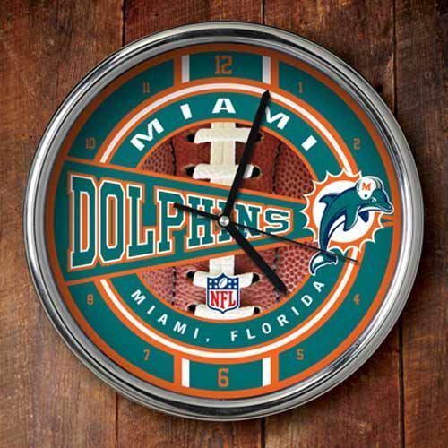 Miami Dolphins 12 Chrome Clock