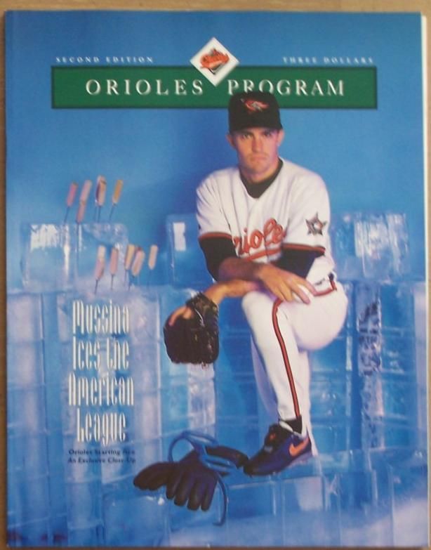 Orioles vs Blue Jays 1993 Oroles Program Mike Mussina